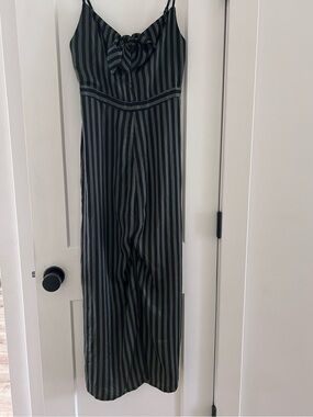 Dainty Hooligan Striped Jumpsuit in Black and Green